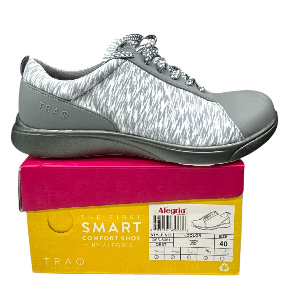 Alegria Traq Qest Sneakers Women's Size 9.5-10 Gray Smart Walking Shoes Q-Chip
